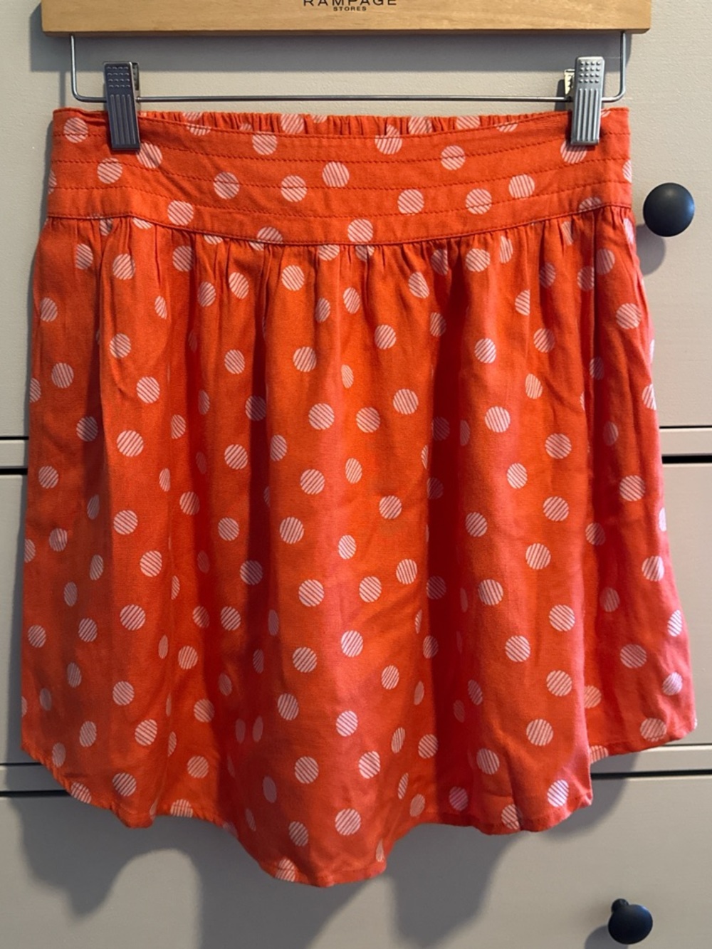 Urban Outfitters Orange Polka Dot Mini Skirt Smocked Waist Size M